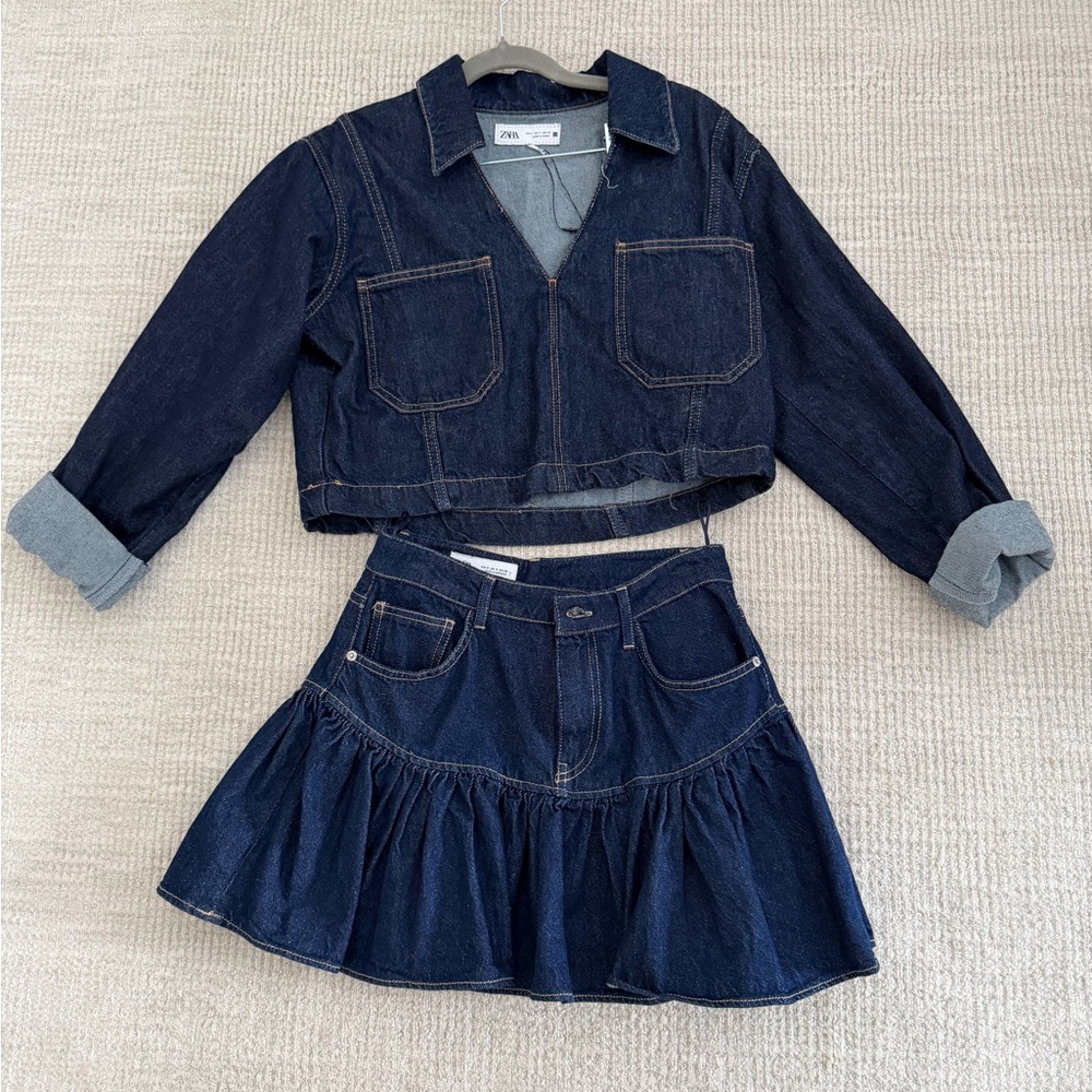 Adorable Denim Jacket and Skirt Set